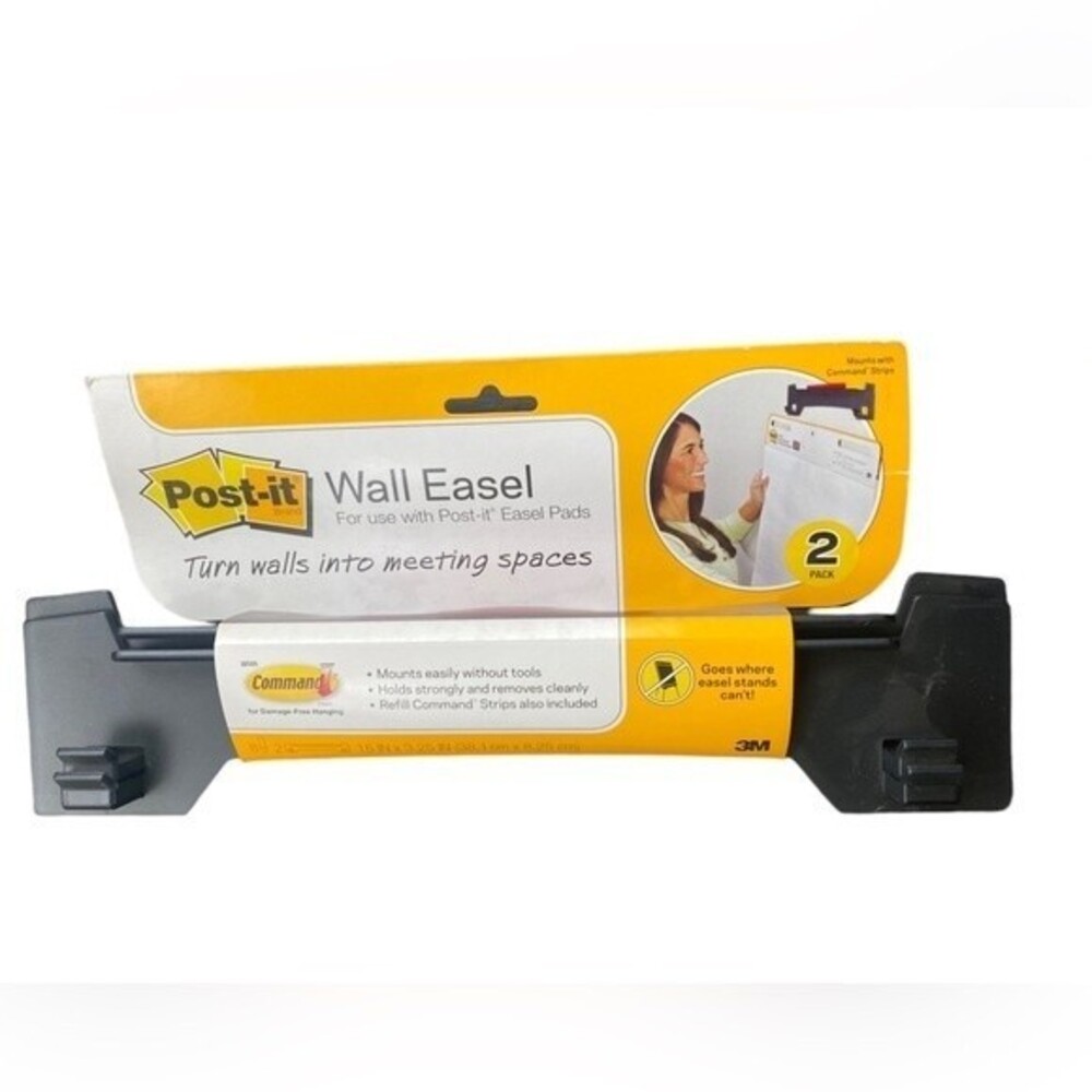 Post-it Portable Wall Easel Holder - 2 / Pack - Black 15" X3.25"